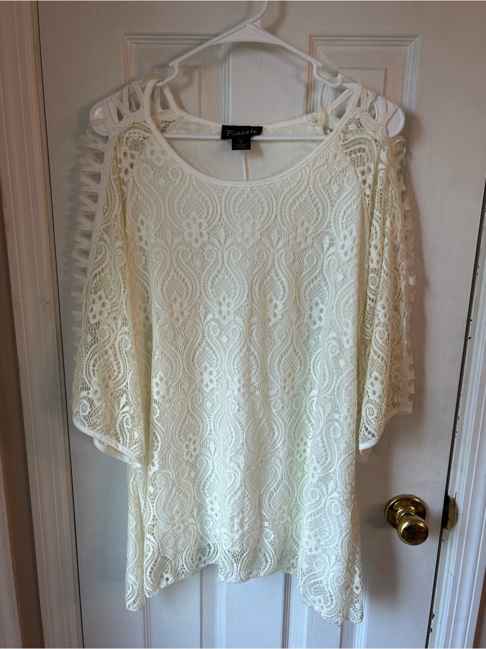Frazzle Ivory Lace Cold-Shoulder Tunic